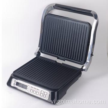 Liên hệ Grill BBQ Grill Sandwich Press Panini Maker với nhôm nâng Lever LED Hiển thị điện Grill
